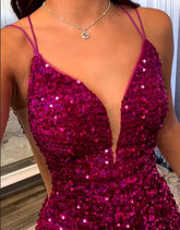 Sheath Fuchsia Sequin Homecoming Dress